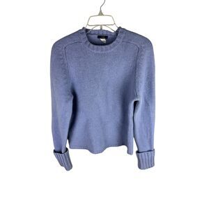 Vintage J Crew Women Large‎ 100 % Lambswool Cable Knit Sweater Blue Hong Kong